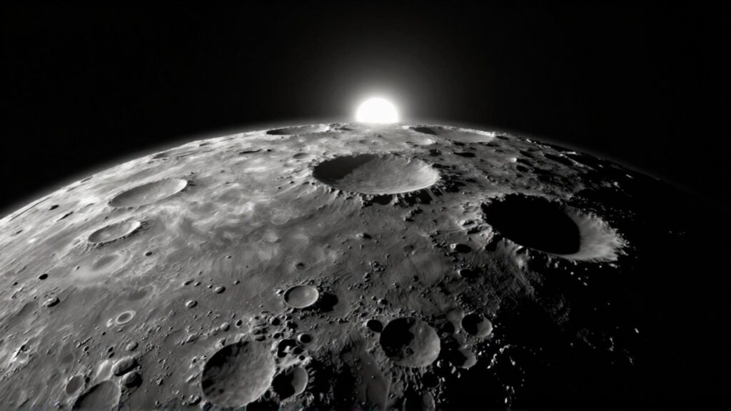 Primer plano detallado del planeta Mercurio con su superficie rocosa y craterizada frente al Sol.