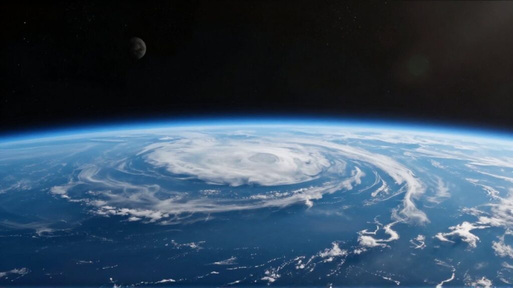 Vista cercana de la Tierra desde el espacio