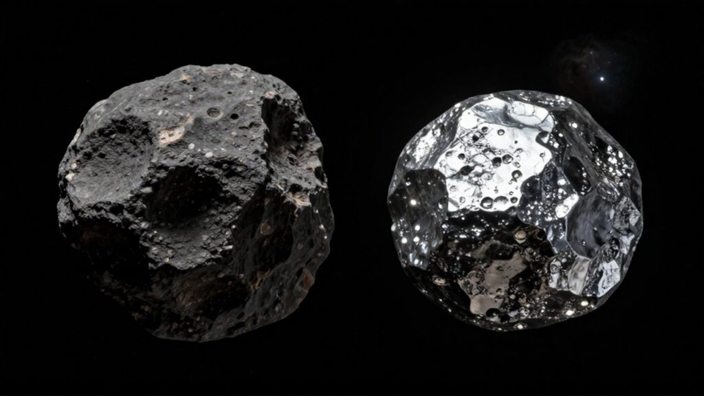 Dos asteroides flotan en el espacio profundo