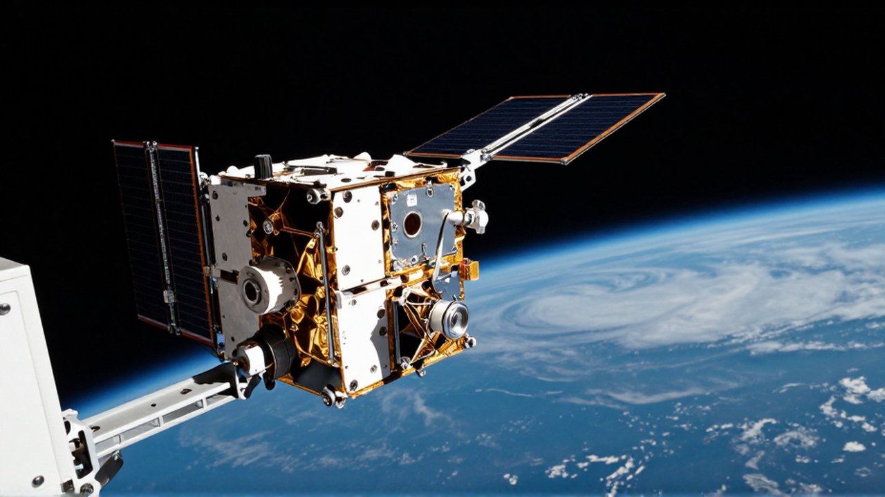 Un satélite CubeSat se despliega desde un cohete en órbita terrestre con la Tierra al fondo.