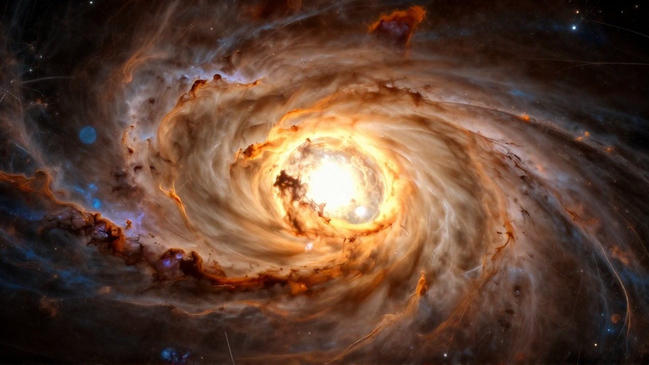 Una protocalle brillante rodeada por un disco de gas y polvo en formación en una nebulosa.