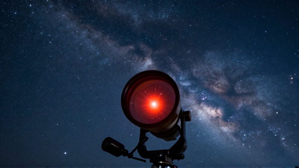 Constelación de Escorpio con la estrella roja Antares destacando sobre la Vía Láctea.